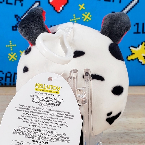 Squishmallow Dustin the Dalmatian 3.5" Clip UltraSoft Valentine's Day Plush NWT - Picture 4 of 12